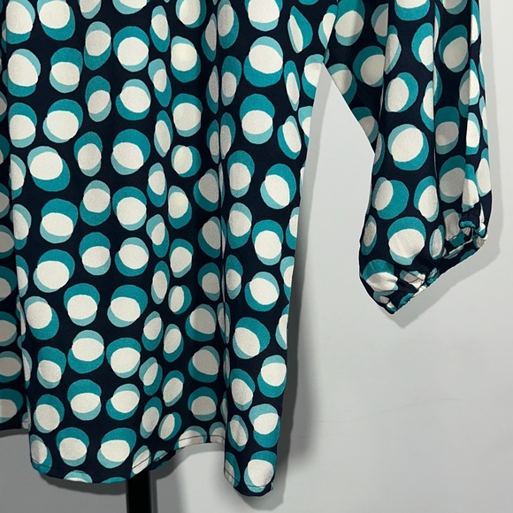 LOFT Teal, Cream and Navy Blue 3/4 Sleeve Blouse Top Size Medium - Picture 12 of 13